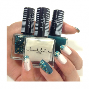 SPARKLY HOLIDAY MANI WITH LOTTIE LACQUER NAIL TRIOS